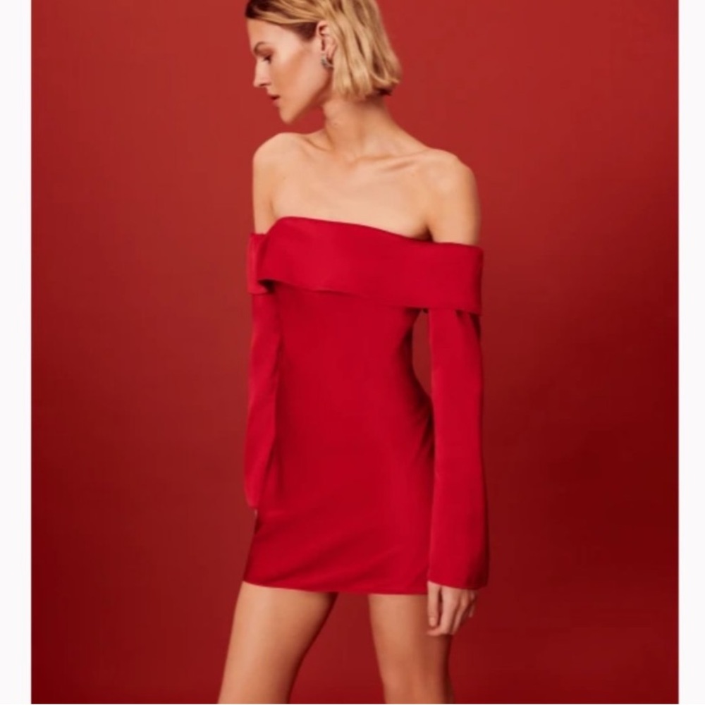 Reformation Maves Satin Mini Dress Red Size Medium